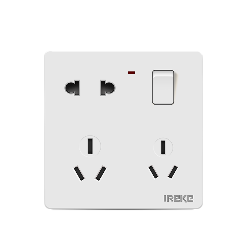 一開八孔空調(diào)插座面板 86型家用墻壁暗裝電源開關(guān)插座的實用之選